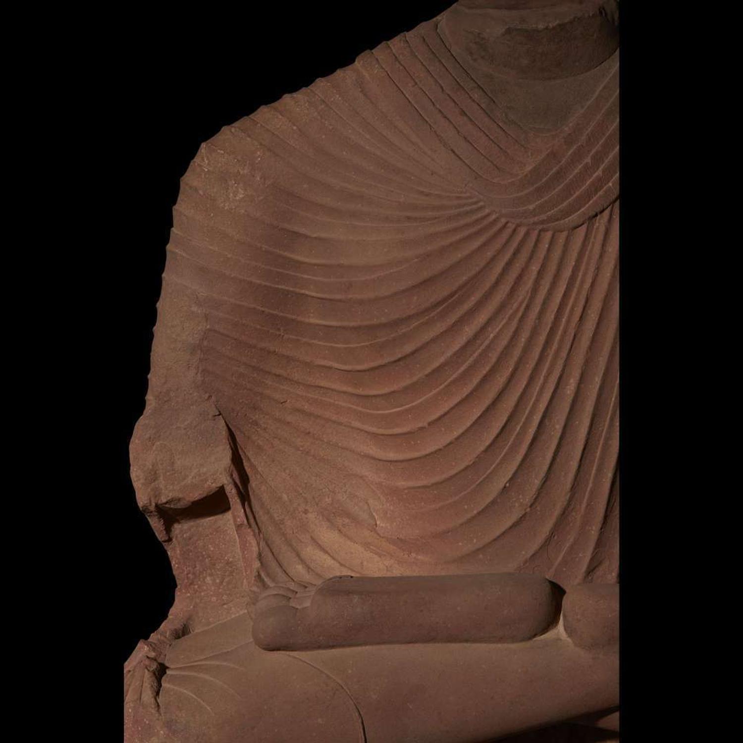 OVER LIFE-SIZED SCULPTURE OF BUDDHA Mathura, Kushana Period 1st-2nd Century AD