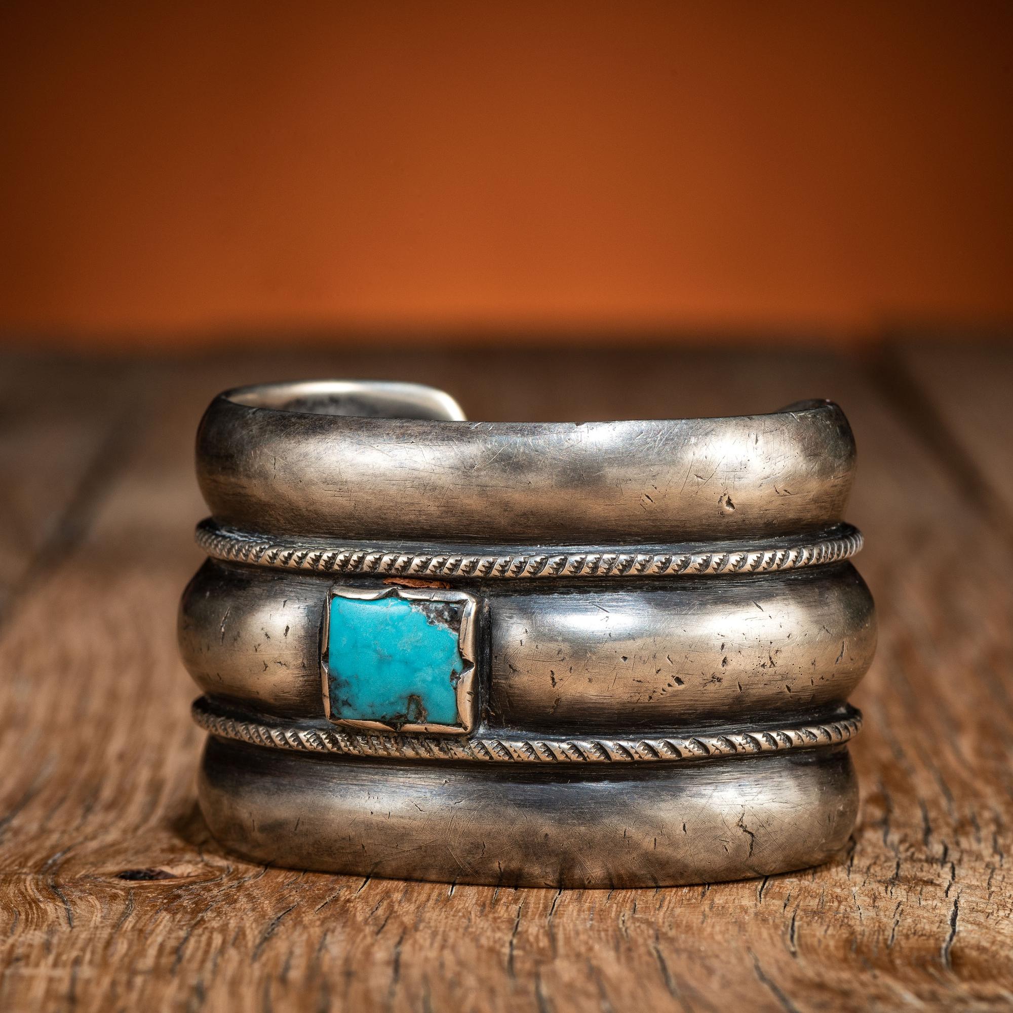 Navajo Silver and Turquoise Cuff Bracelet