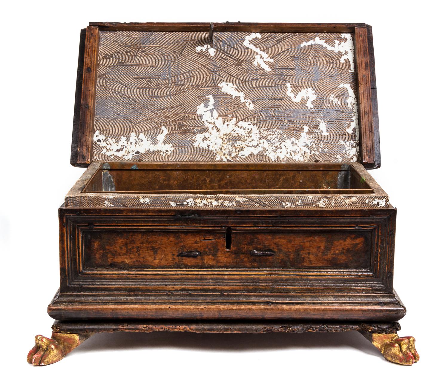 An Italian Walnut Table Casket Width 23 1/2 inches. — 17TH/18TH CENTURY