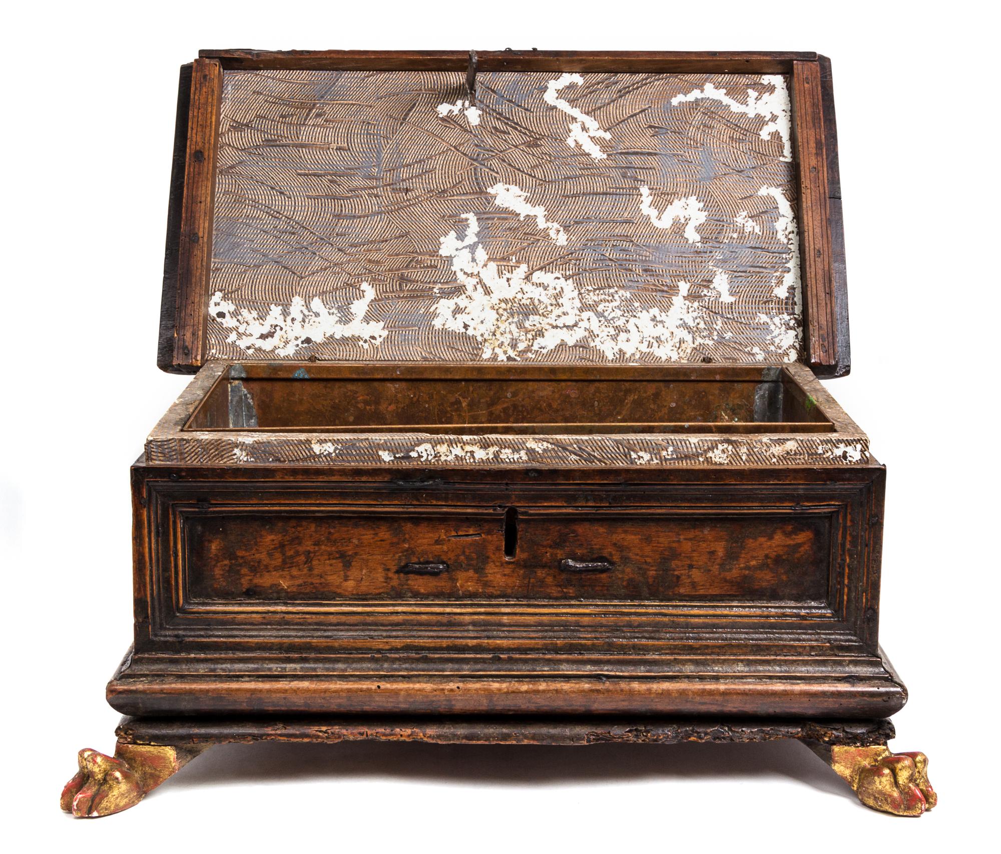 An Italian Walnut Table Casket Width 23 1/2 inches. — 17TH/18TH CENTURY