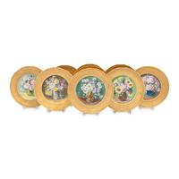 A Set of Sixteen Continental Gilt and Polychrome Painted Cabinet Plates
