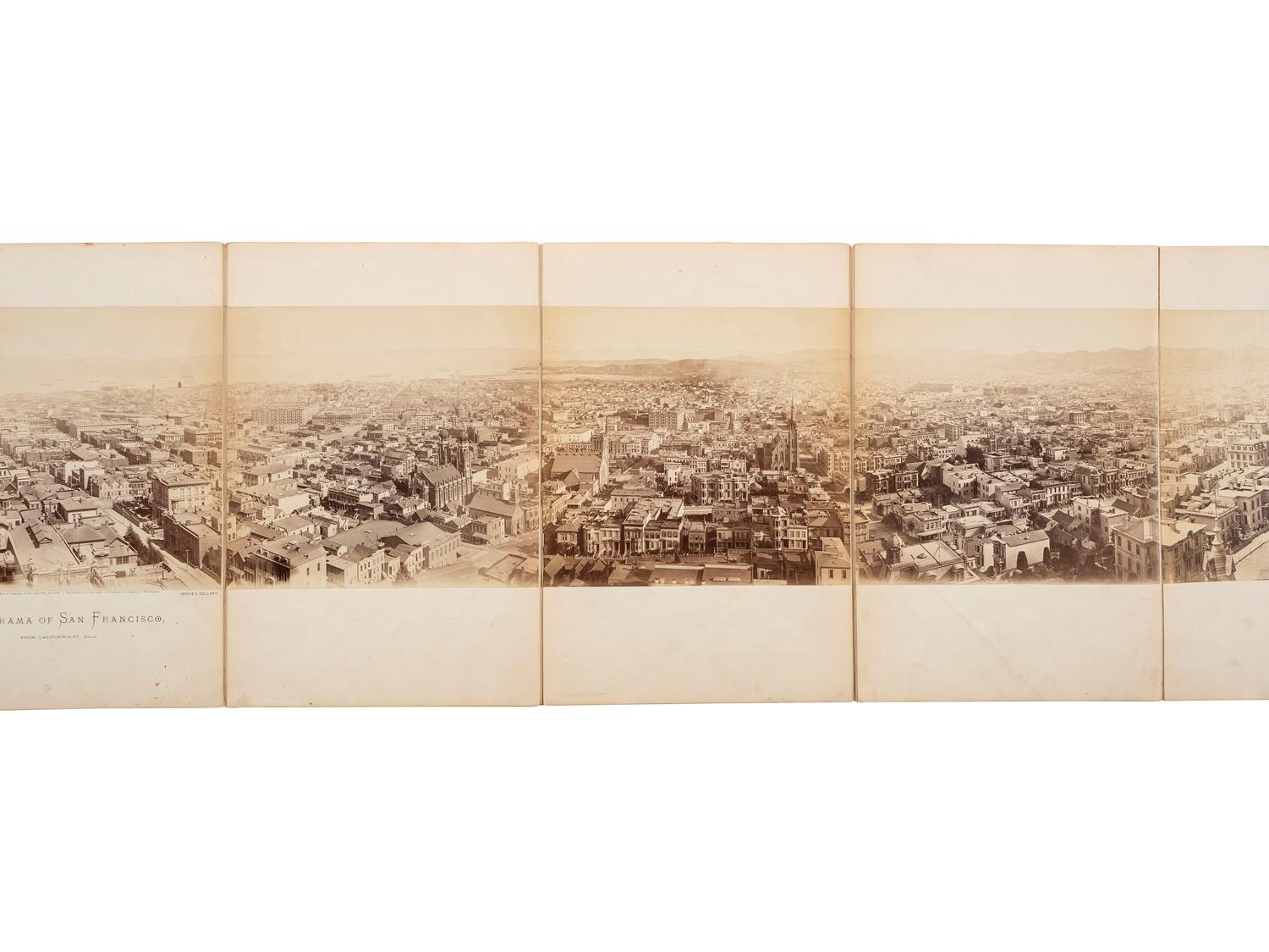 (SAN FRANCISCO.) MUYBRIDGE, Eadweard, photographer. Panorama of San Francisco from California St. Hill . San Francisco, CA: Morse’s Gallery, 1877. 11-panel albumen photograph panorama.
