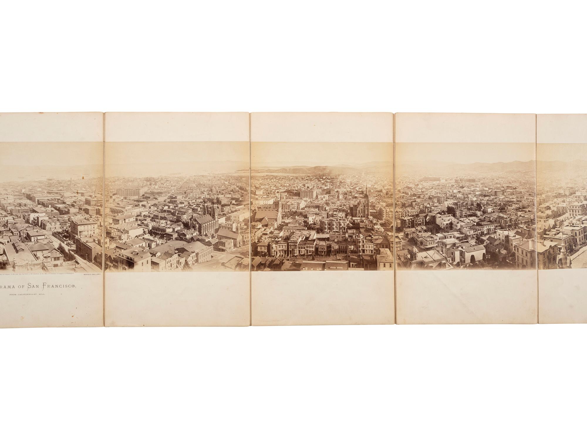 (SAN FRANCISCO.) MUYBRIDGE, Eadweard, photographer. Panorama of San Francisco from California St. Hill . San Francisco, CA: Morse’s Gallery, 1877. 11-panel albumen photograph panorama.