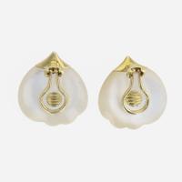 A pair of 18K yellow gold and mother of pearl ear clips, Tiffany & Co. Angela Cummings, "Petals"