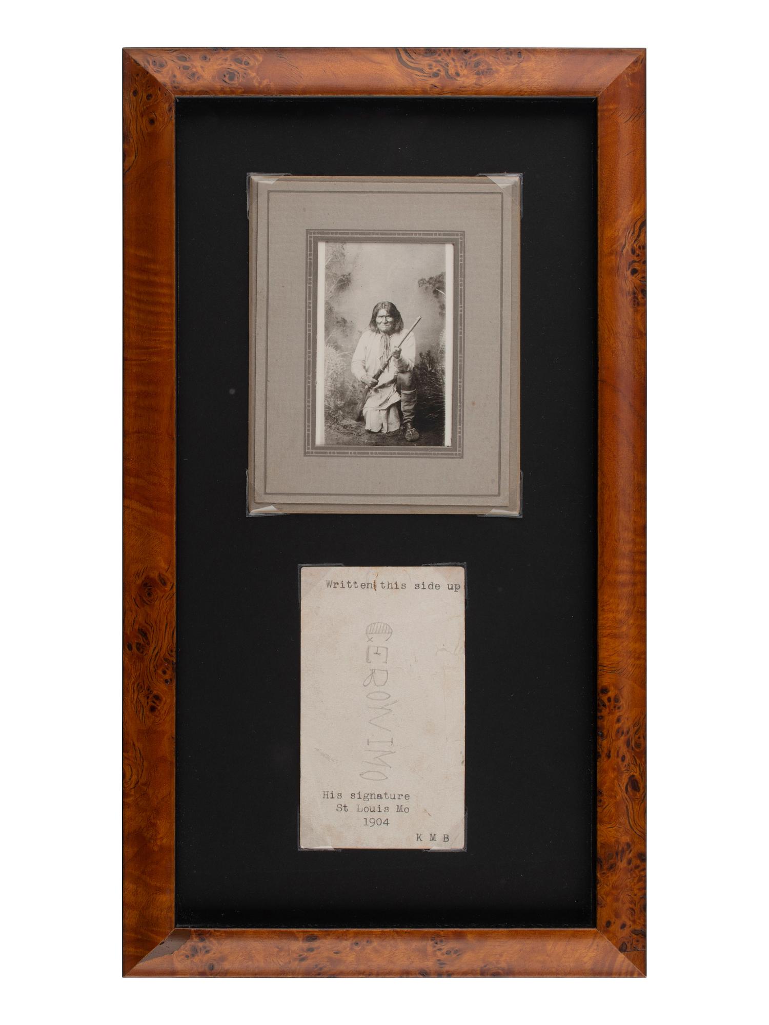 [NATIVE AMERICANS]. GERONIMO (1829-1909). Signature obtained at the 1904 World's Fair in St. Louis, MO.