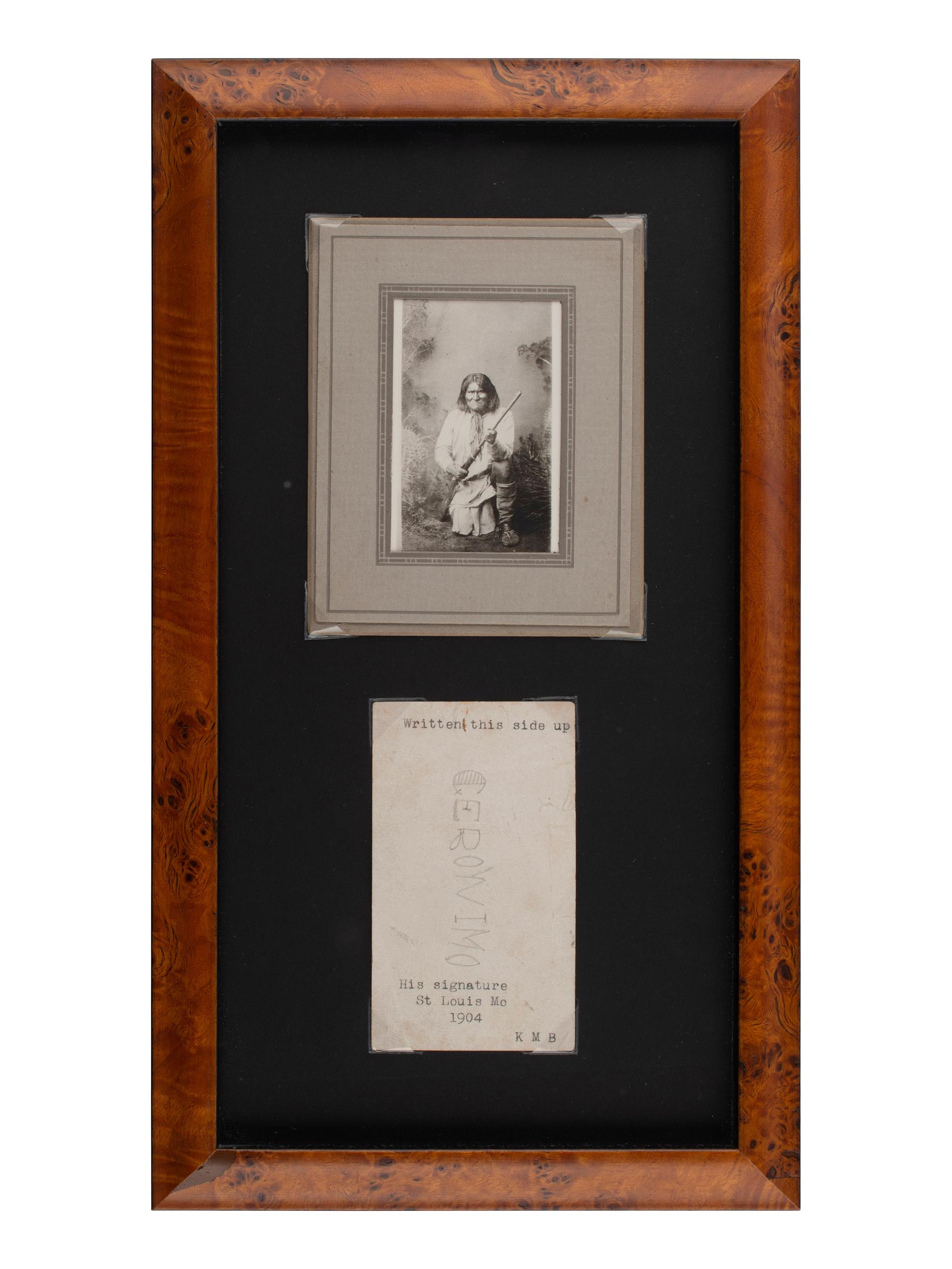 [NATIVE AMERICANS]. GERONIMO (1829-1909). Signature obtained at the 1904 World's Fair in St. Louis, MO.