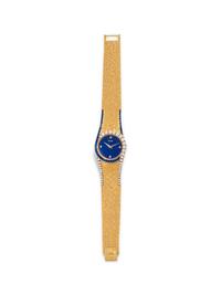 PIAGET, 18K YELLOW GOLD, LAPIS LAZULI, DIAMOND AND SAPPHIRE WRISTWATCH