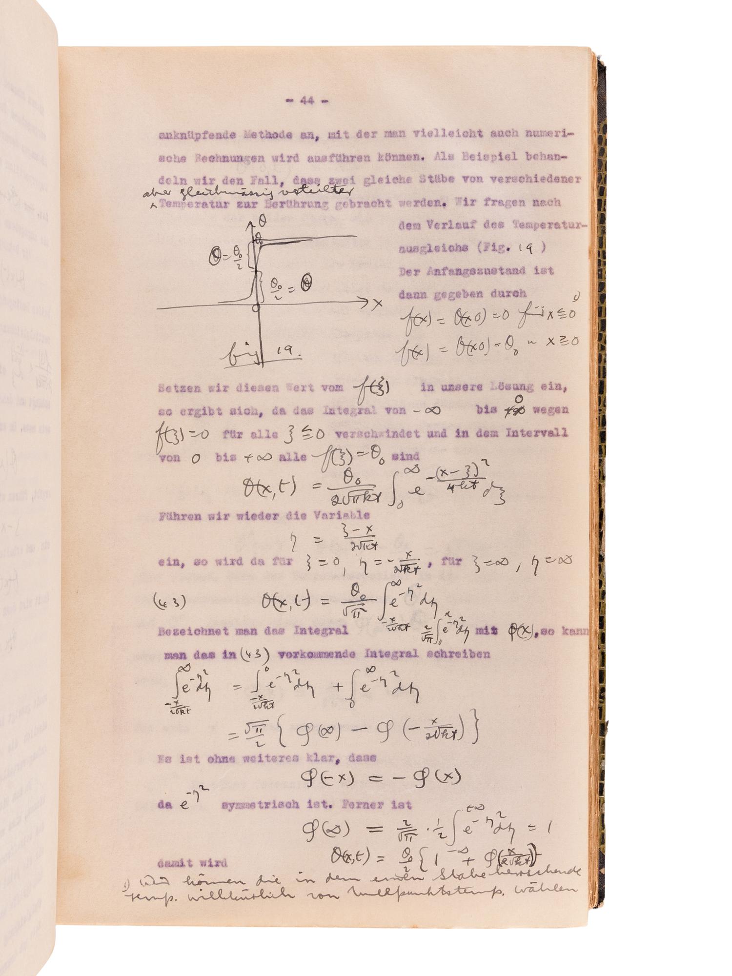 BORN, Max. (1882-1970) Mimeograph typescript, completed in manuscript, of lectures in physics: "Theorie der Wärme Vorlesung im Sommer-Semester 1922." --"Vorlesung Ueber Theoretische Optik. Winter-Semester 1922." University of Göttingen, 1921-1922.