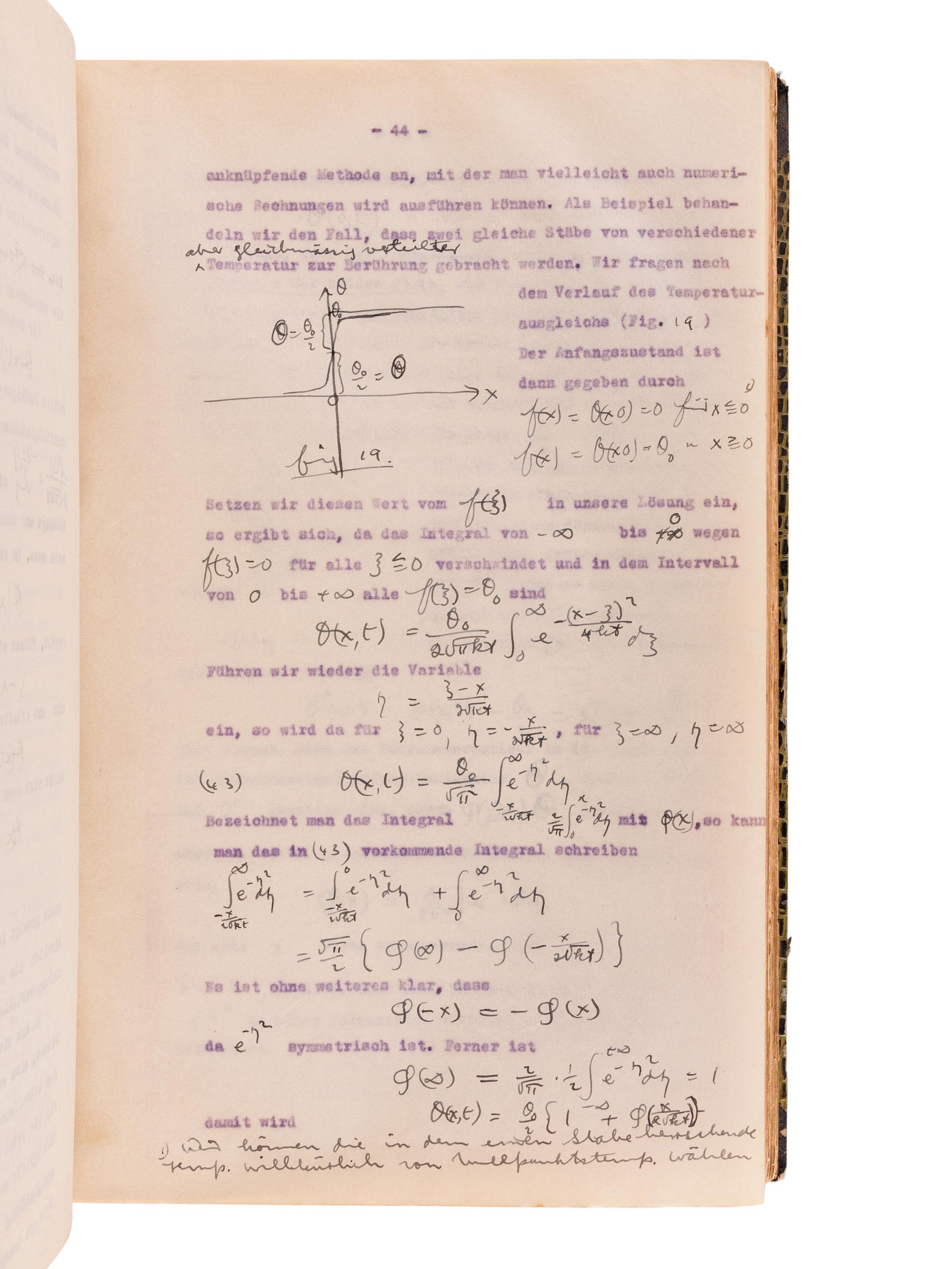 BORN, Max. (1882-1970) Mimeograph typescript, completed in manuscript, of lectures in physics: "Theorie der Wärme Vorlesung im Sommer-Semester 1922." --"Vorlesung Ueber Theoretische Optik. Winter-Semester 1922." University of Göttingen, 1921-1922.