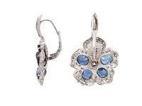 SAPPHIRE AND DIAMOND FLOWER EARRINGS