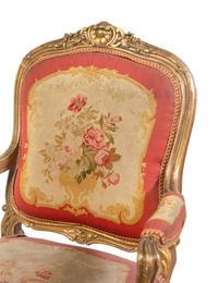 A Louis XV Style Giltwood Three-Piece Salon Suite