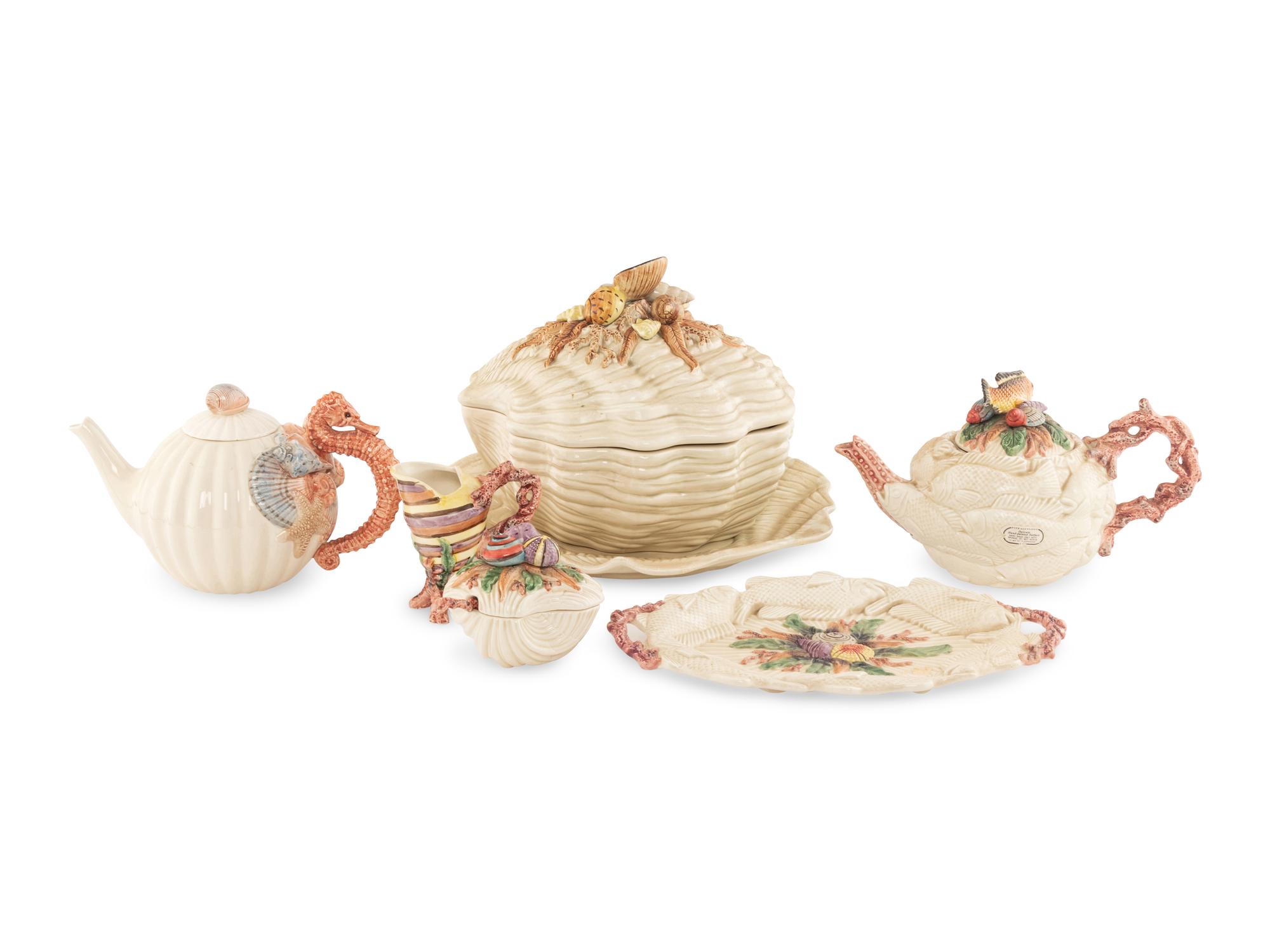A Group of Fitz and Floyd Seashell-Themed Ceramic Articles