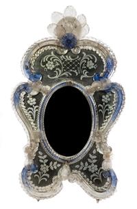 A Venetian Glass Mirror Height 33 3/4 x width 20 inches. — LATE 19TH CENTURY