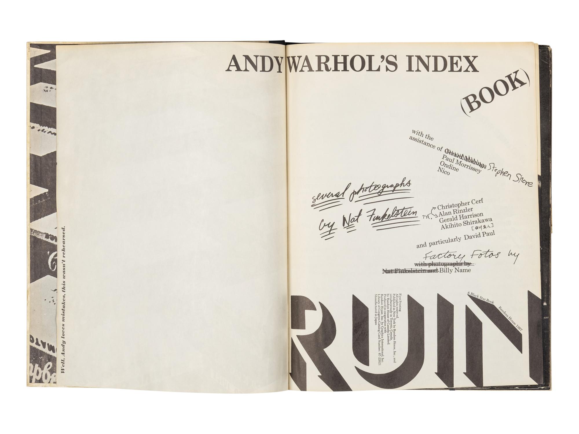 Andy Warhol's Index (Book) , 1967