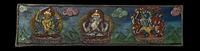 A Pair of Hardstone Inset Metal Sutra and Covers