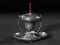 A Pewter Gimbaled Whale Oil Lamp