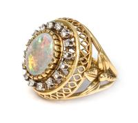 A Collection of Yellow Gold, Opal and Diamond Jewelry, 19.40 dwts.
