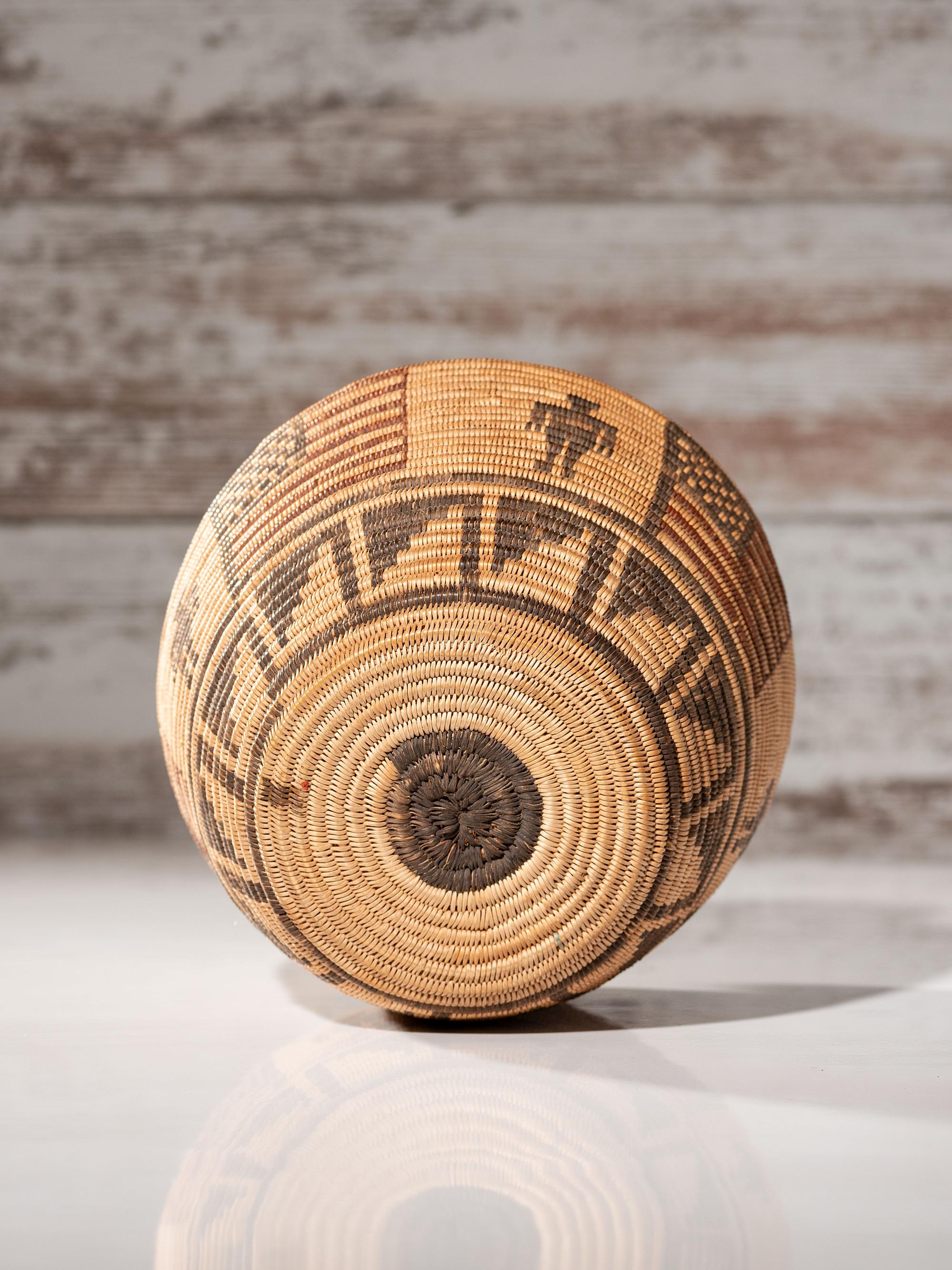 Apache Polychrome Basket, with American Flags
