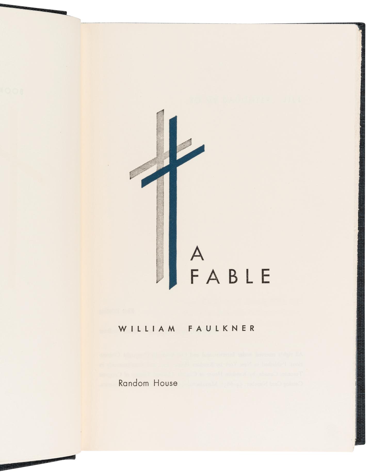 FAULKNER, William (1897-1962). A Fable. New York: Random House, 1954.
