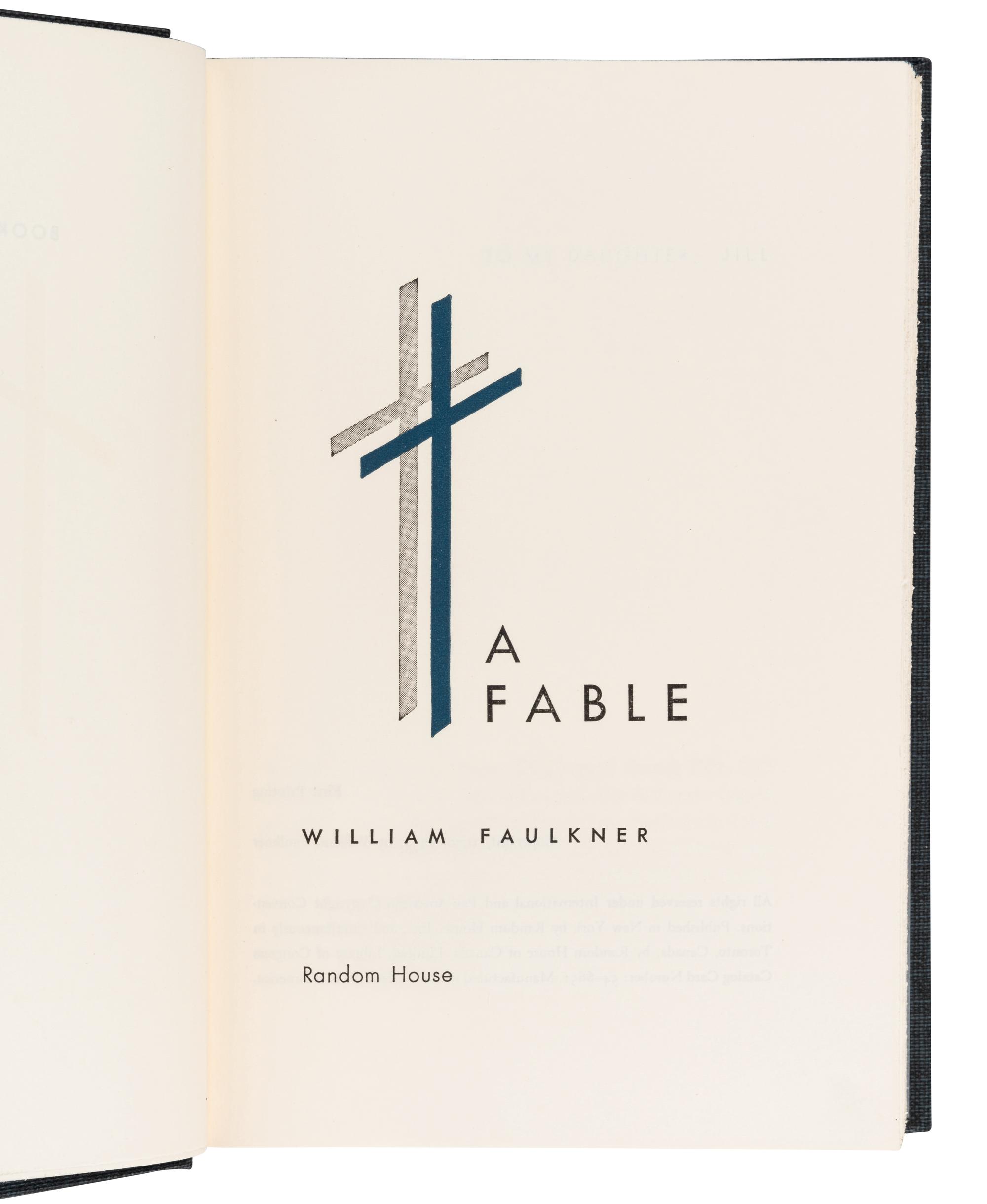 FAULKNER, William (1897-1962). A Fable. New York: Random House, 1954.