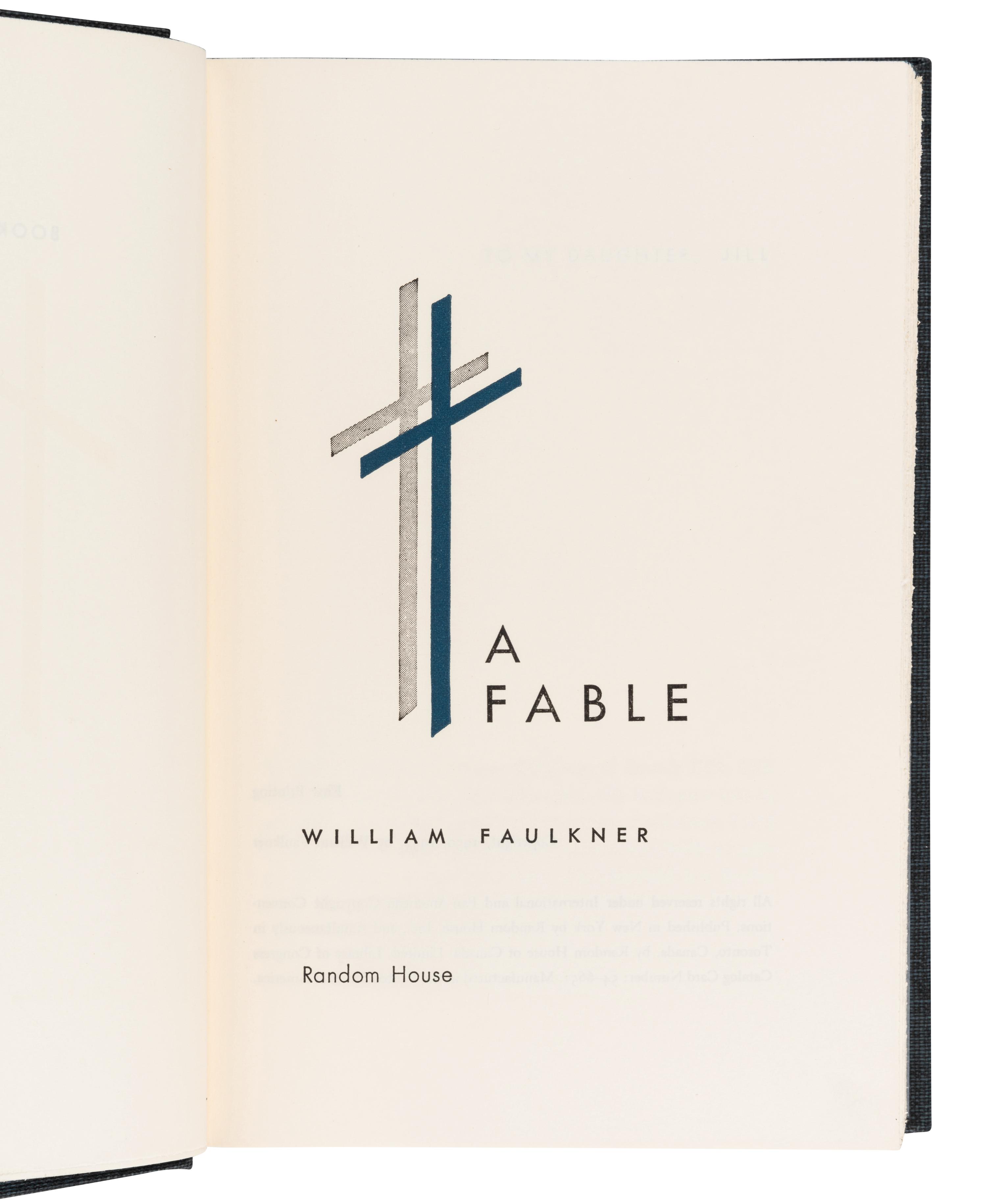 FAULKNER, William (1897-1962). A Fable. New York: Random House, 1954.