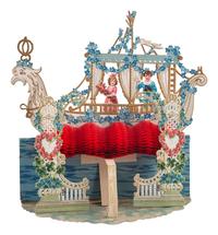 [JUDAICA]. A group of 2 Rosh Hashanah greeting cards in the form of boats. Printed in Germany.