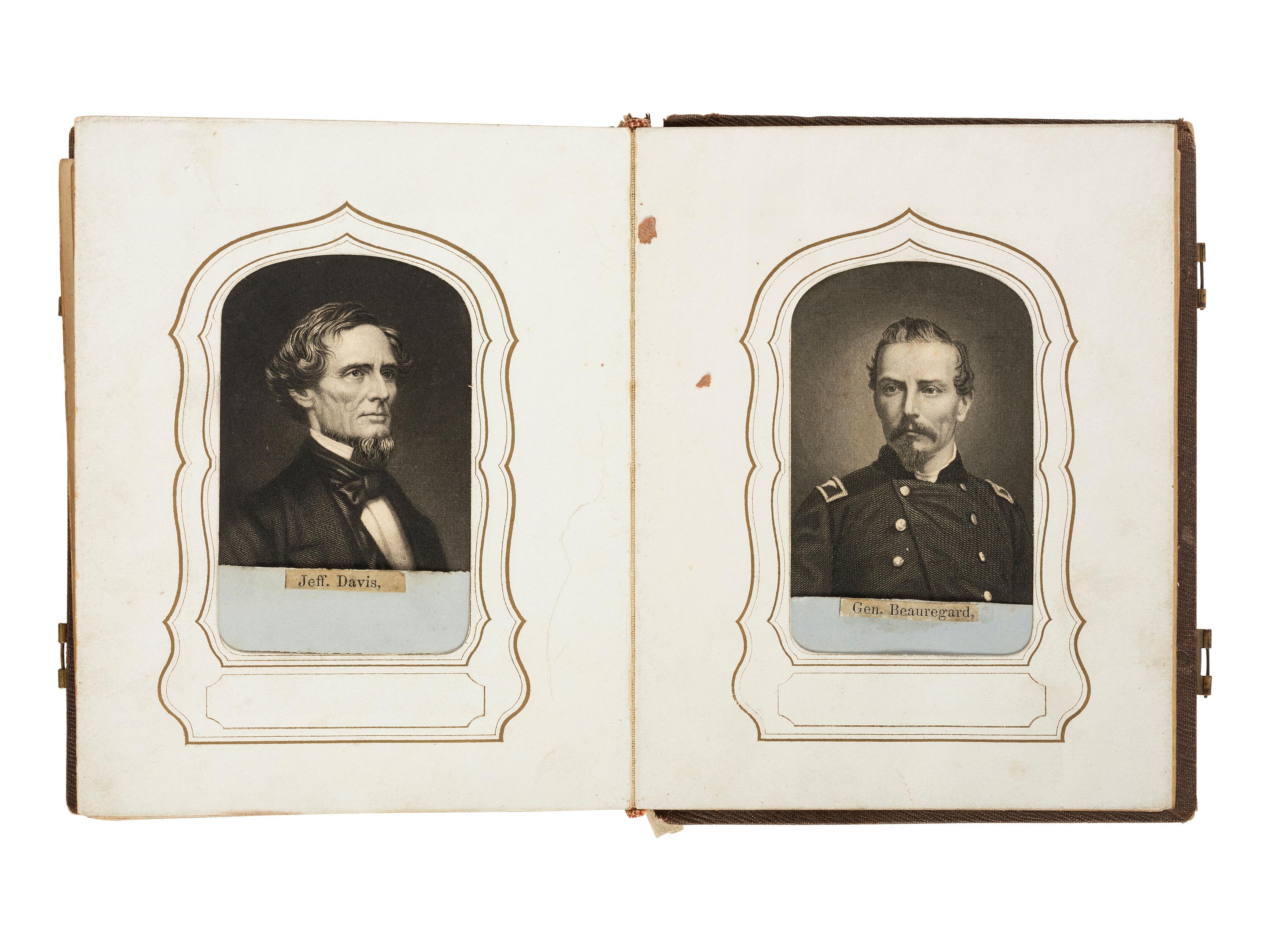 [CIVIL WAR]. Album containing 40+ CDV engravings of Union and Confederate leaders. New York: Elias Dexter, ca 1860s.