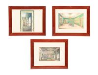Three English Printed Illustrations of Interiors (COMBINED WITH 323866/160 )