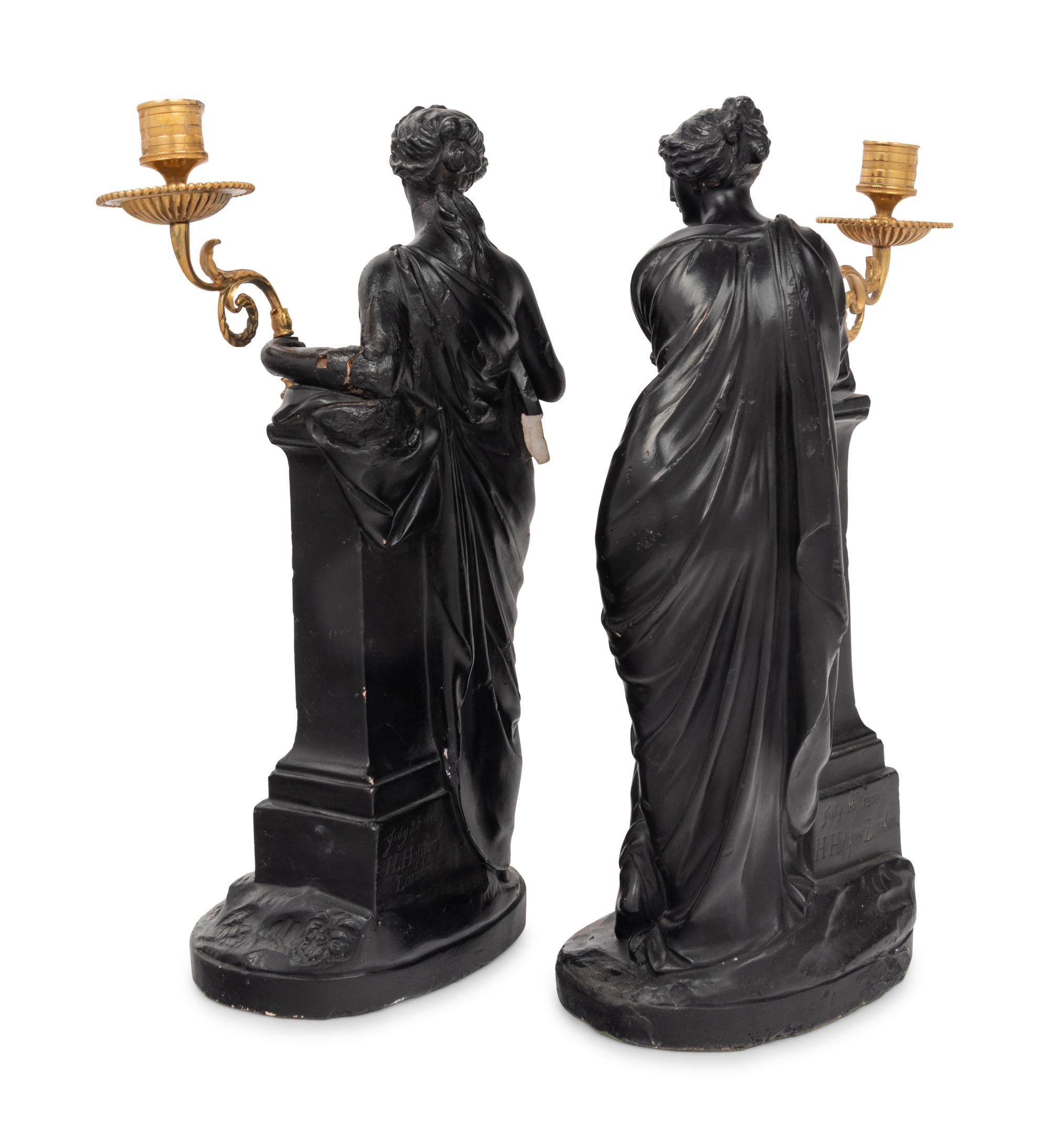 A Pair of Composition Figural Candlesticks After Humphrey Hopper (British, 1767-1844)