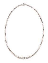A Platinum and Diamond Riviere Necklace, 21.40 dwts.