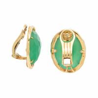 Green Chalcedony and Yellow Gold Earrings