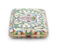 A Russian Silver and Shaded Enamel Cigarette Case