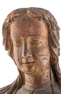 A Continental Carved and Painted Wood Figure of St. Mary