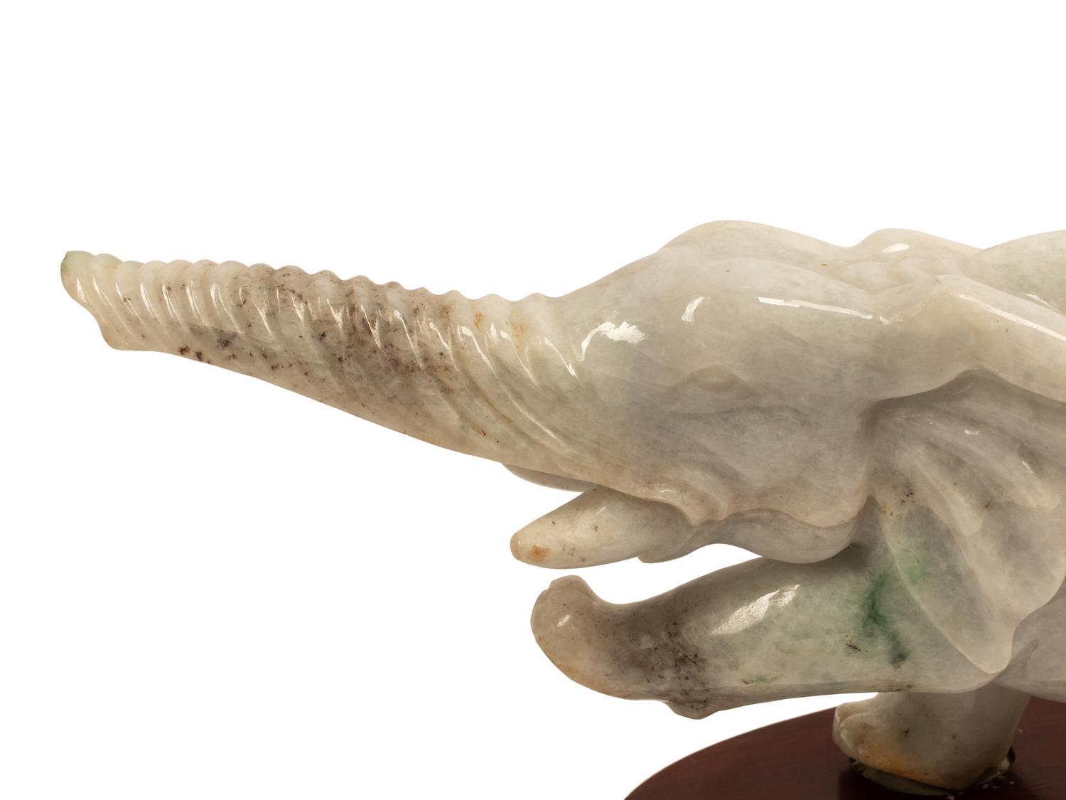 A Chinese Carved Jadeite Elephant