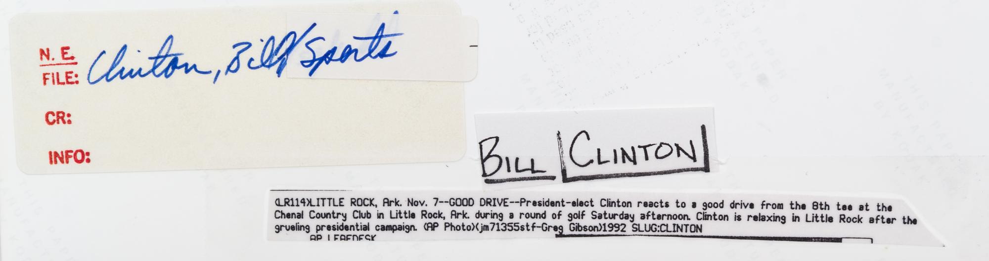(NATIONAL ENQUIRER; CLINTON, BILL) 5 photos, with credit to Ron Gallela and Wide World Photos.