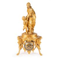 A French Neoclassical Gilt Metal Mantel Clock