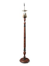 A Kashmiri Style Painted Wood Floor Lamp
