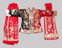 Two Sets of Embroidered Silk Wedding Gowns