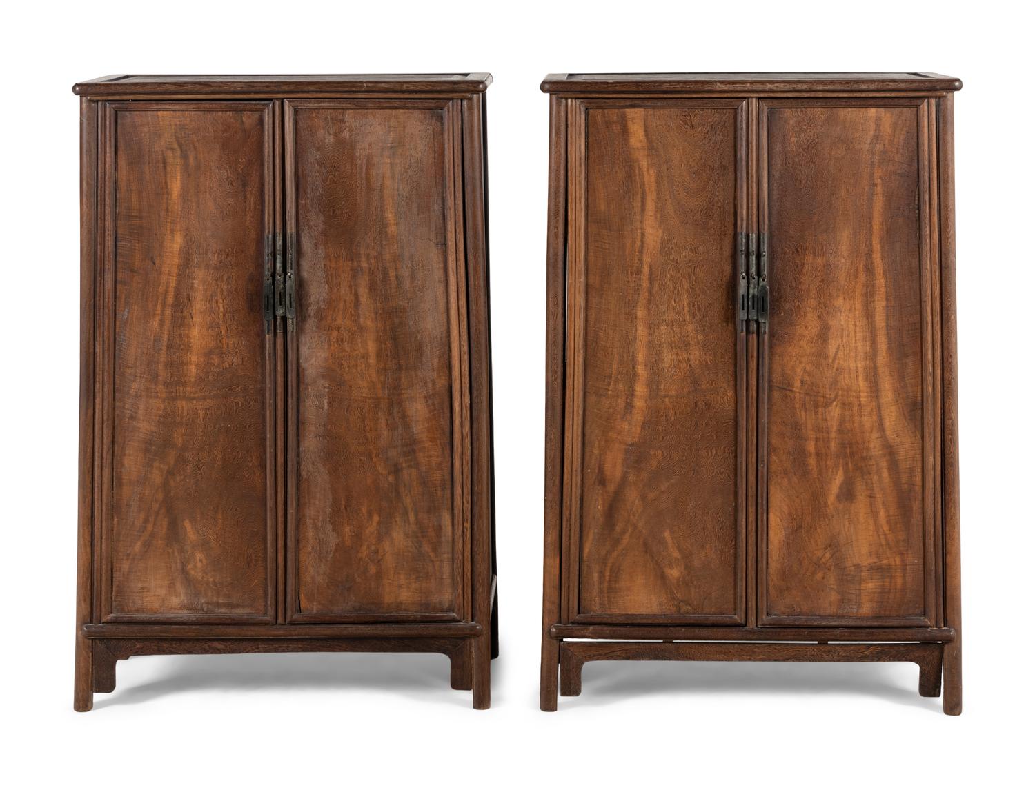 A Pair of Chinese Jichimu Cabinets on Stands