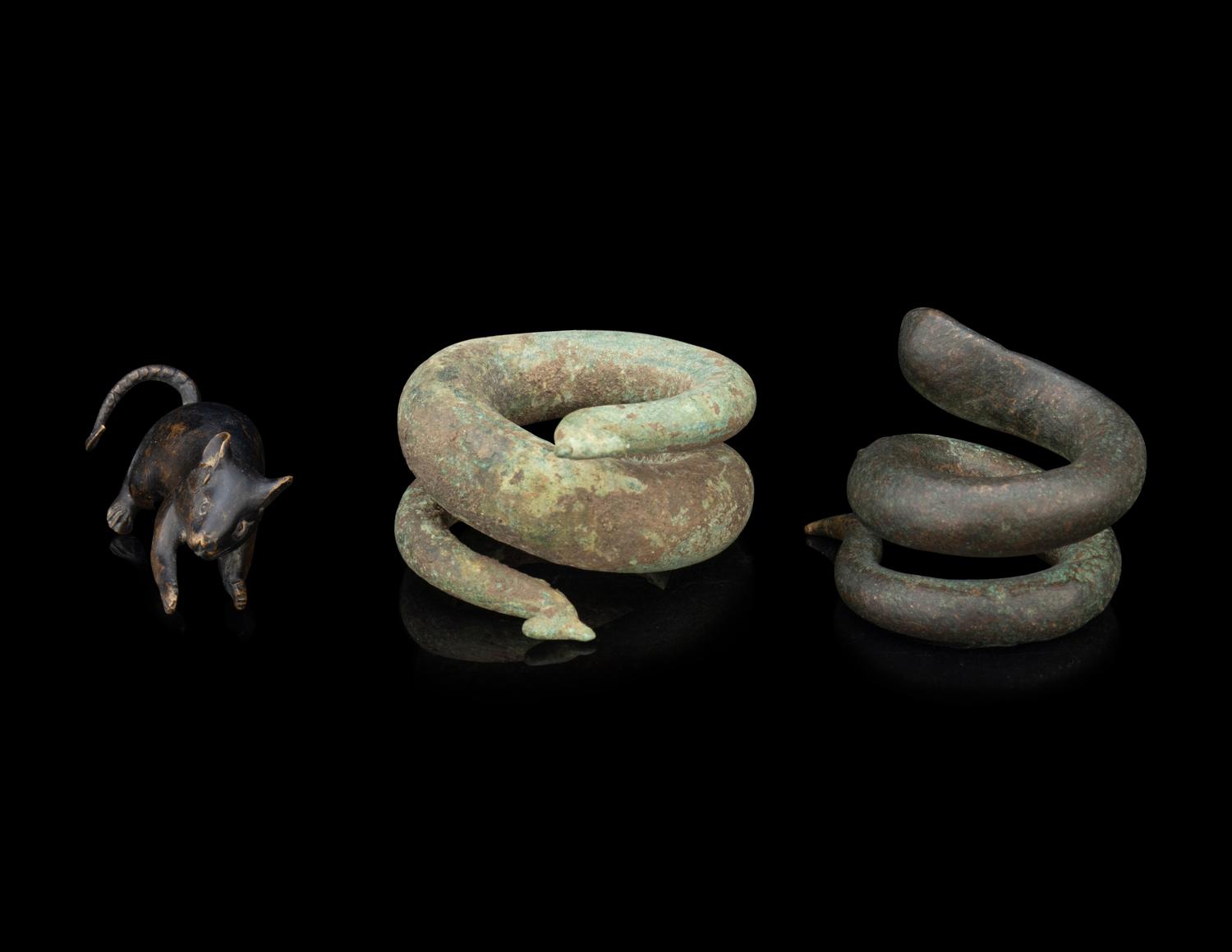 Three Small Japanese Bronze Figures of Animals