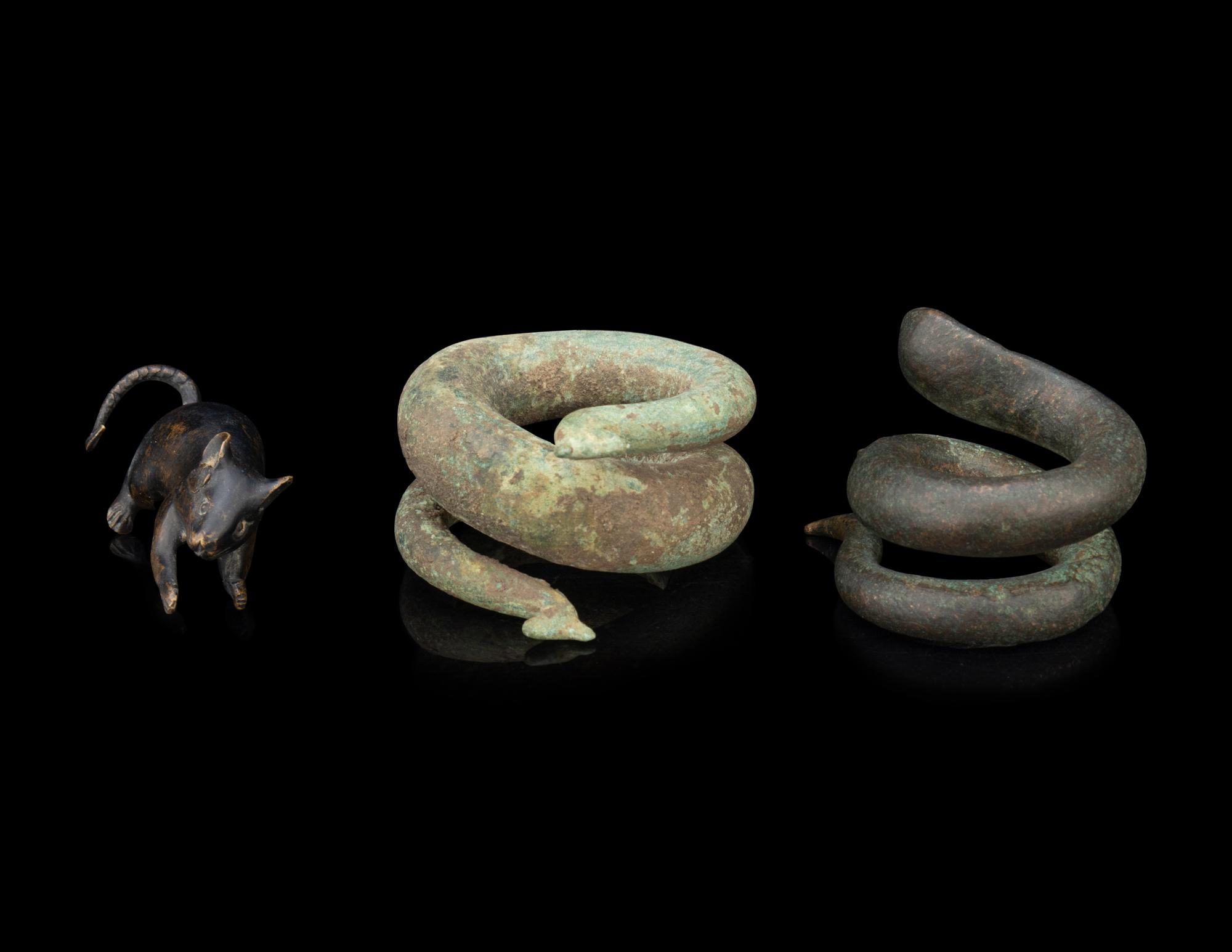 Three Small Japanese Bronze Figures of Animals