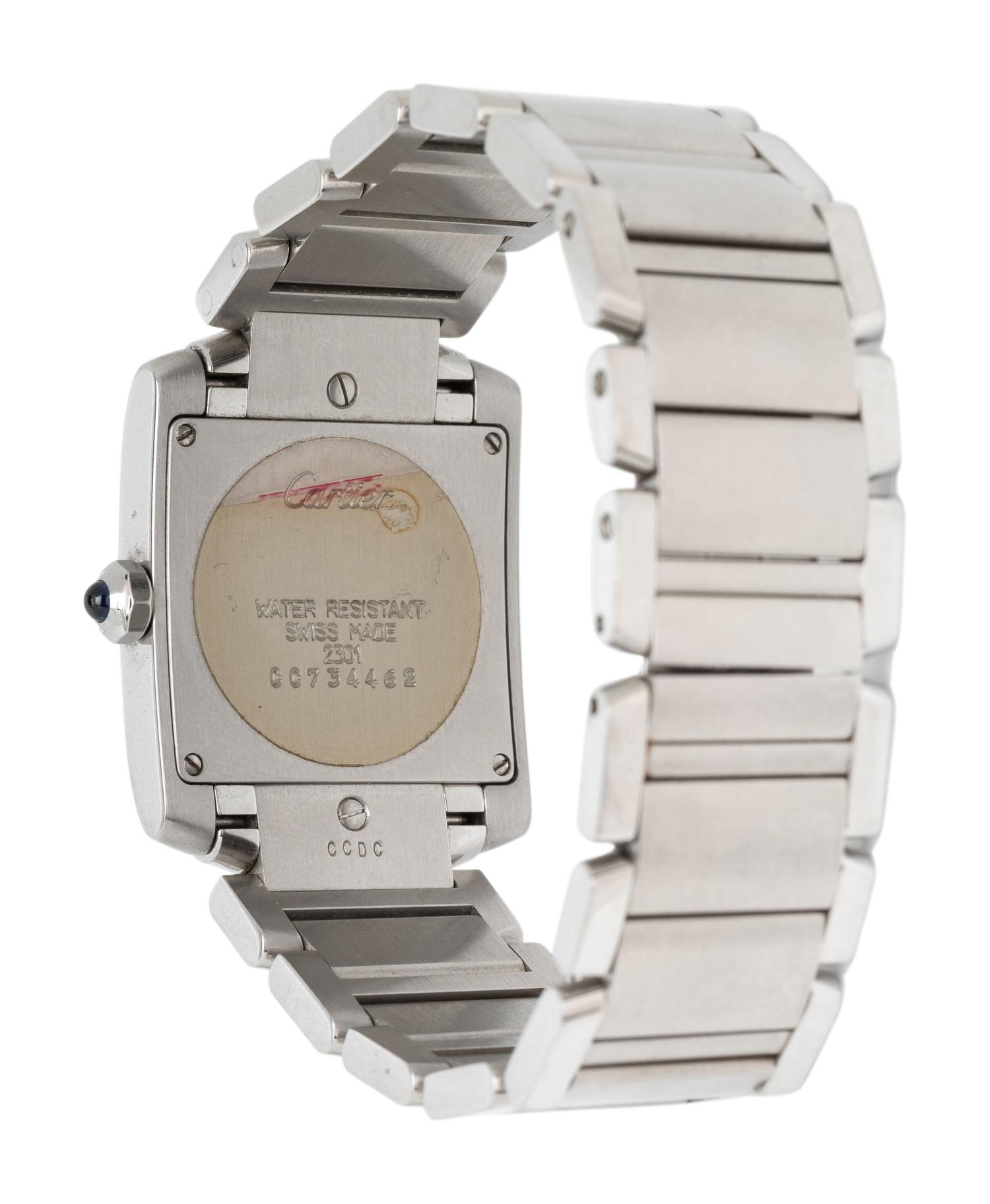 CARTIER, REF. 2301 STAINLESS STEEL 'TANK FRANCAISE' WRISTWATCH