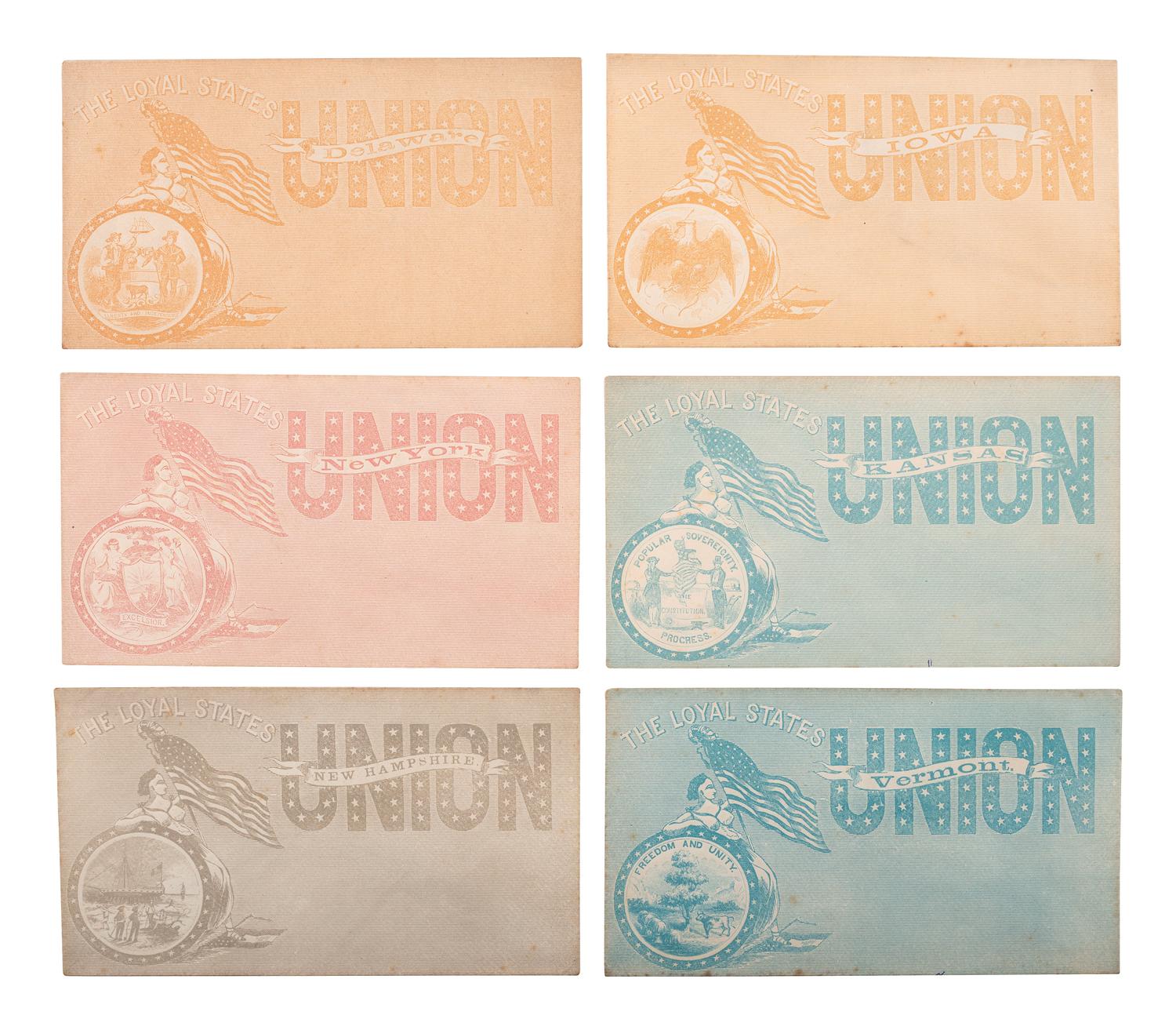 [CIVIL WAR]. Civil War-period patriotic covers, incl. northern and southern examples.