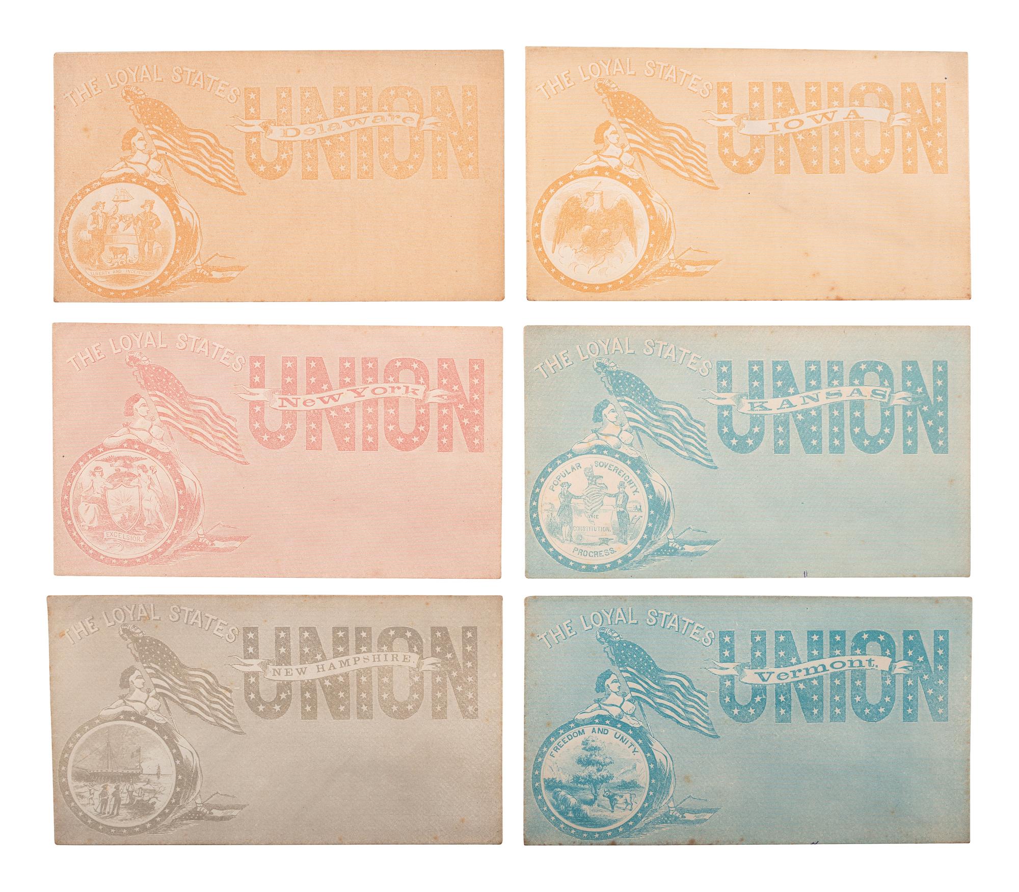 [CIVIL WAR]. Civil War-period patriotic covers, incl. northern and southern examples.