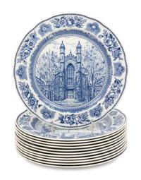 Twelve Wedgwood Dinner Plates of Yale University Interest