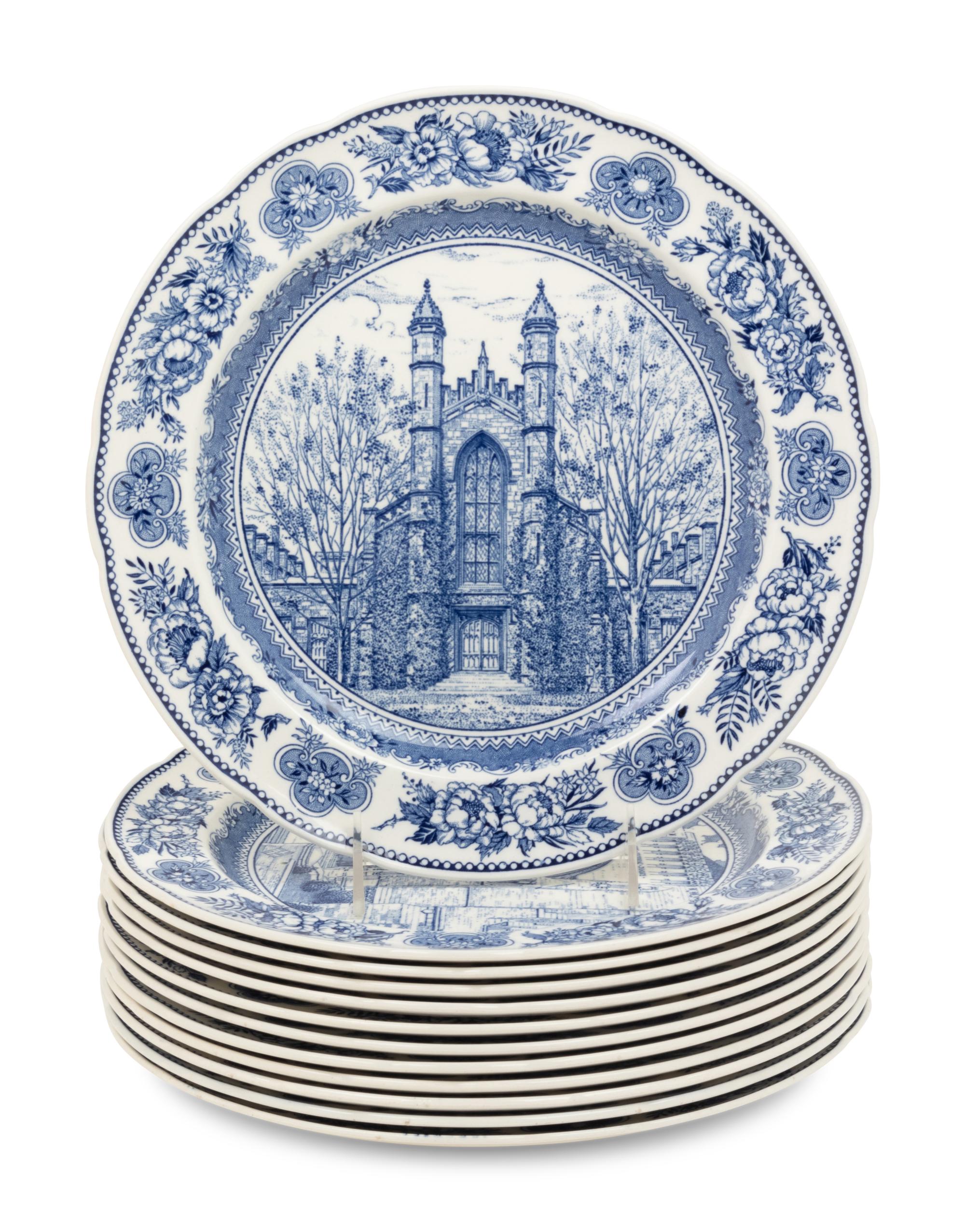 Twelve Wedgwood Dinner Plates of Yale University Interest