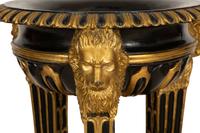 A Pair of Neoclassical Style Ebonized and Parcel Gilt Composition Jardinières on Stands
