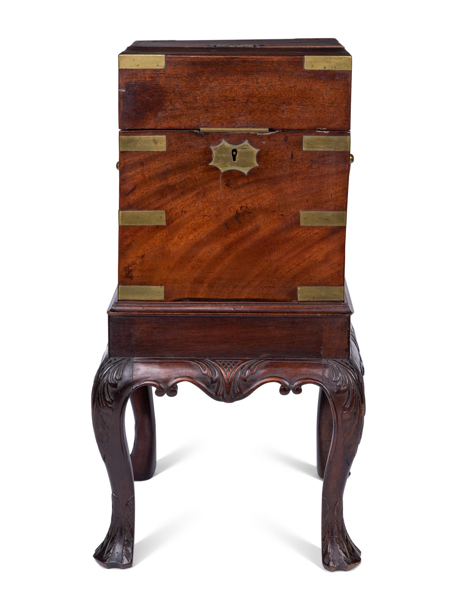 A Regency Brass Mounted Mahogany Cellarette