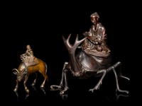 Two Japanese Bronze 'Figural' Incense Burners