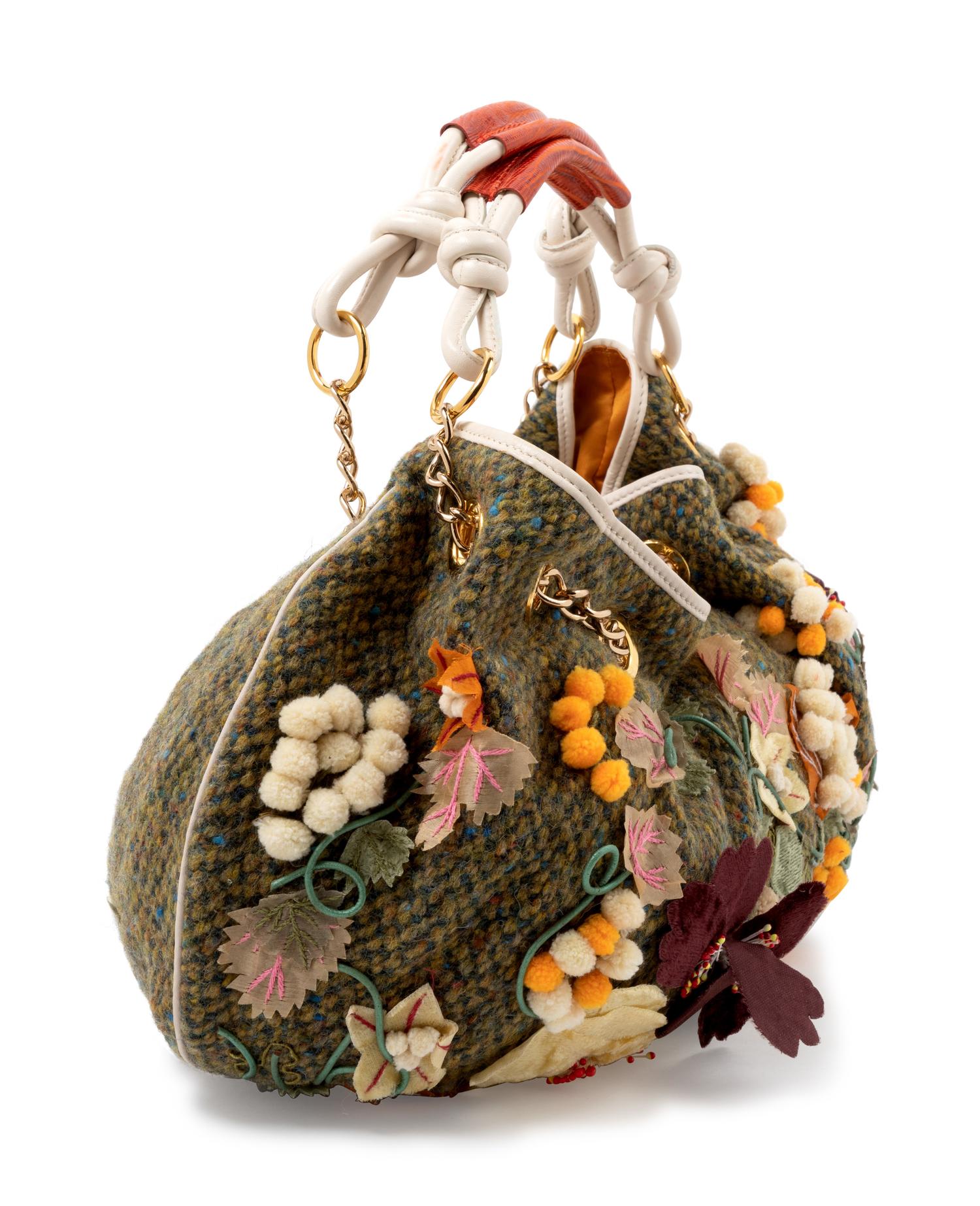Etro Green Wool Boho Bag,